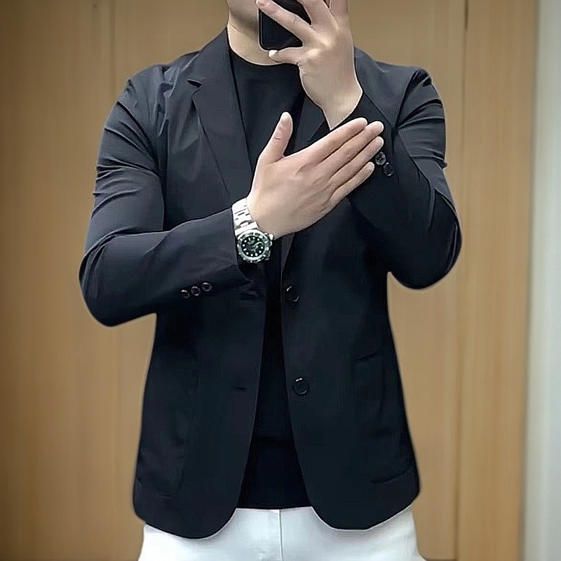 男士休闲西服男纯色韩版商务百搭春秋轻薄简约小西装外套新款高档