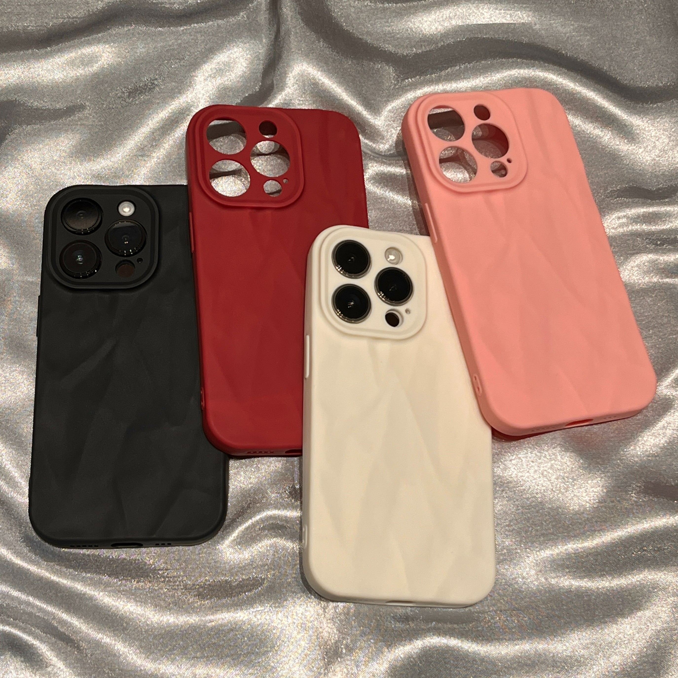 奥菲顿肤感纯色褶皱iPhone15/14promax手机壳苹果13/12/11软套xr