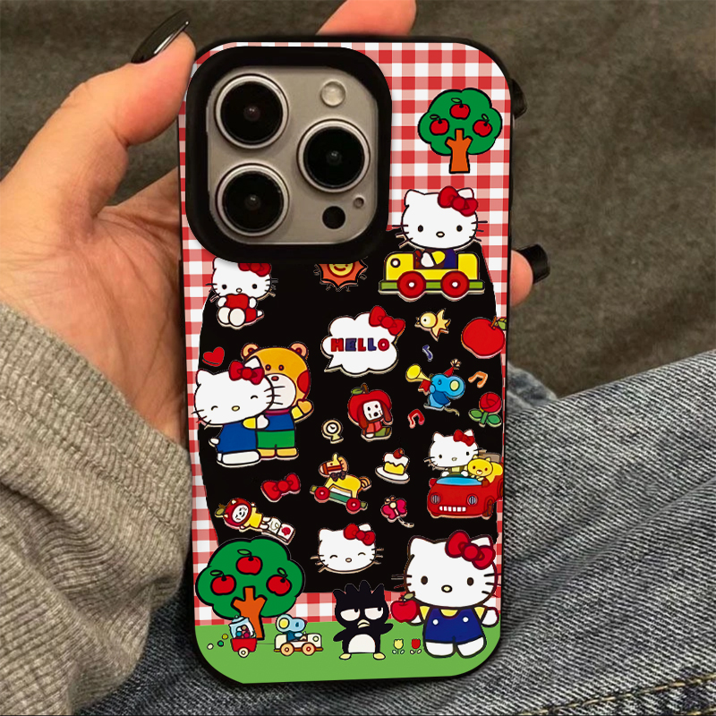 SMBLCE红格纹凯蒂猫适用iPhone15/14promax果冻手机壳11苹果13/12