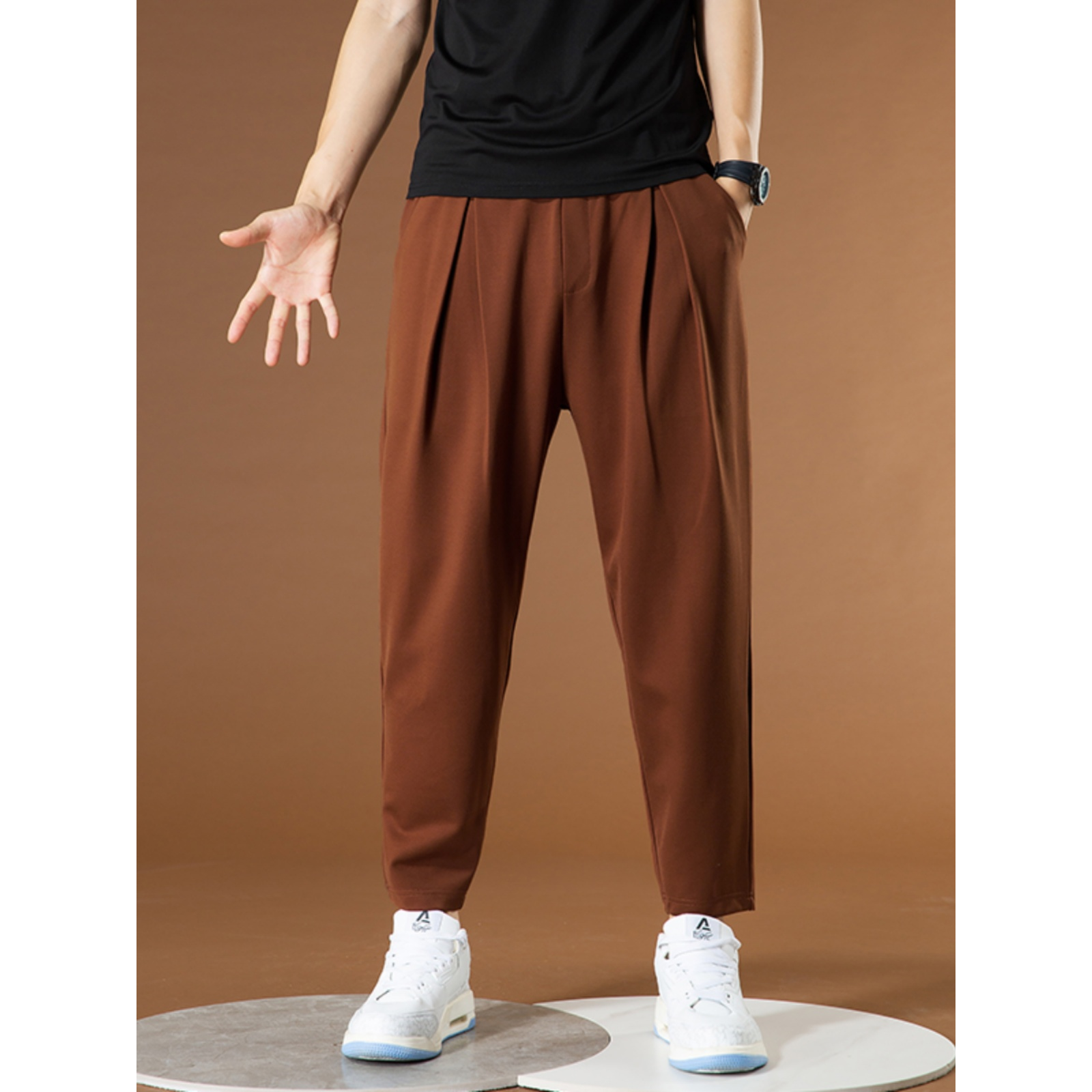 哈伦裤男款垂感百搭弹力老爹裤运动九分小脚宽松内抽绳潮流休闲裤