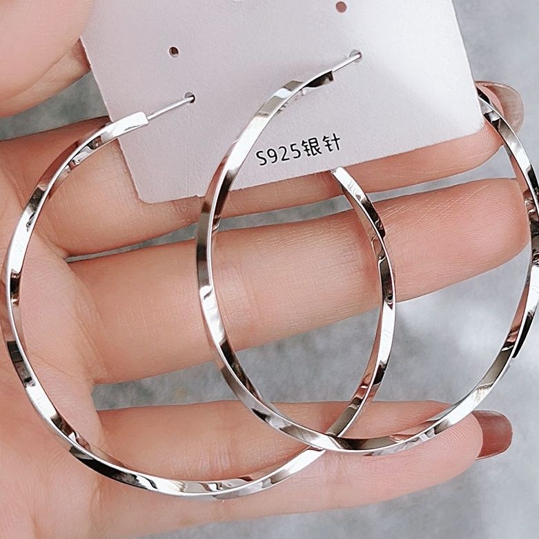 合金耳饰 欧美耳饰气质大耳圈新款耳环超火个性夸张圈圈925银针