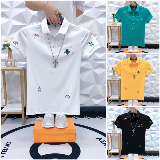 夏季休闲潮流新款翻领修身短袖T恤百搭半袖上衣