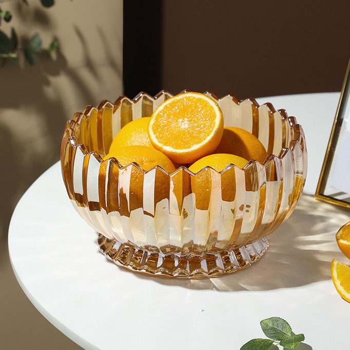 【汐岸家居】水晶玻璃水果盘沙拉碗家用轻奢客厅茶几点心零食盘子