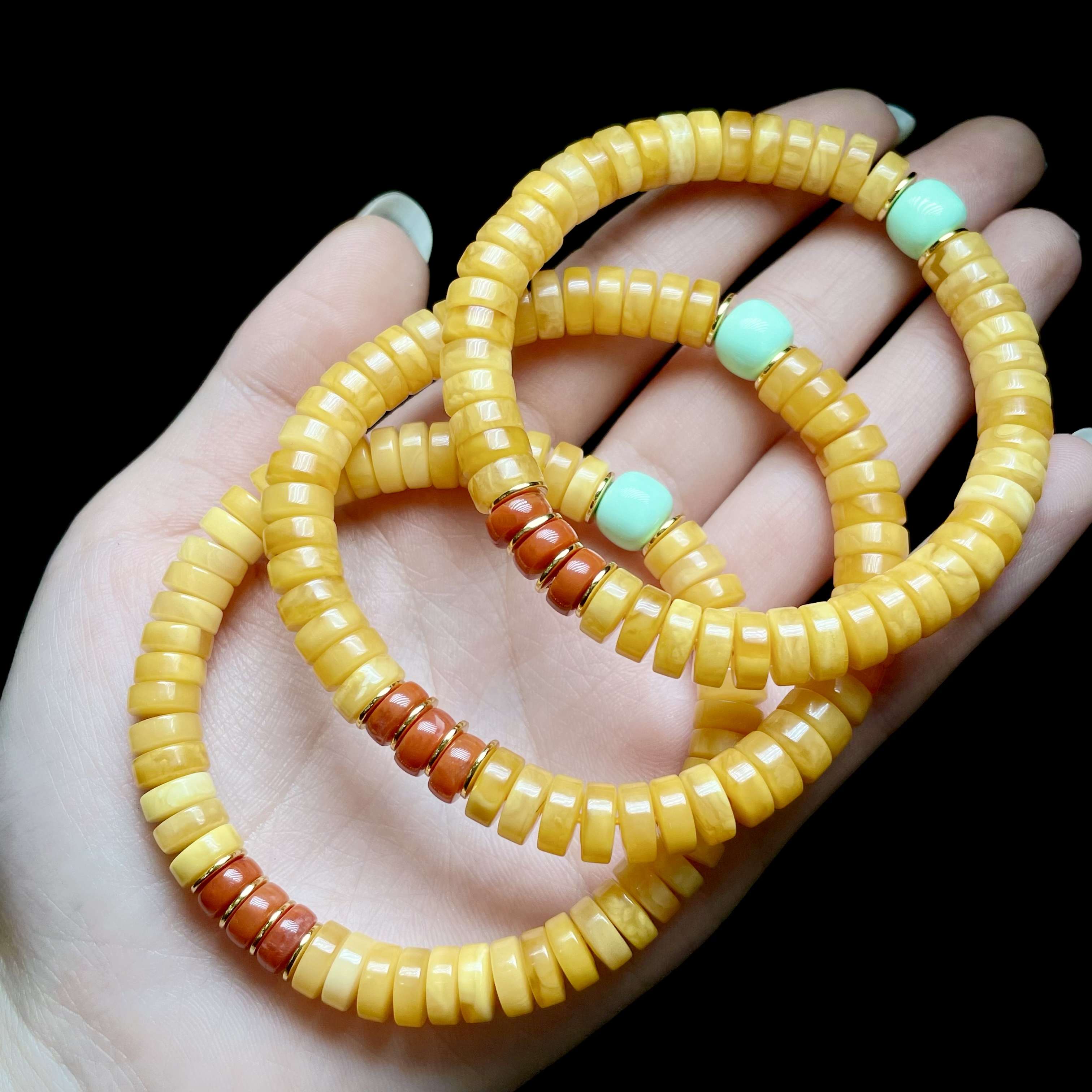 【云上叙】蜜蜡DIY单圈手串—多样性发一件-6.5x3mm-V3154-M（甄选）