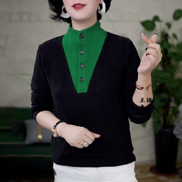 2025秋季新款半高领小衫女时尚潮流韩版显瘦女士洋气气质长袖上衣