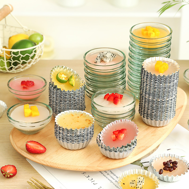 钵仔糕模具钵仔糕粉摆摊专用玻璃碗一次性锡纸菊花盏布丁网红商用