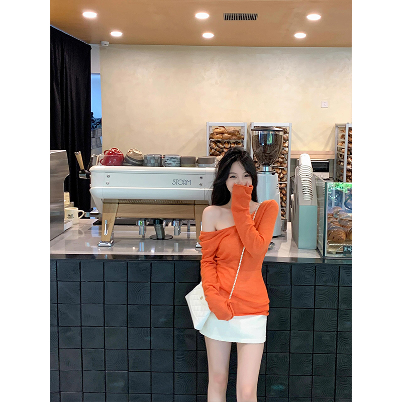 2025秋季薄款简约时尚修身显瘦长袖T恤上衣高腰直筒包臀半身裙女