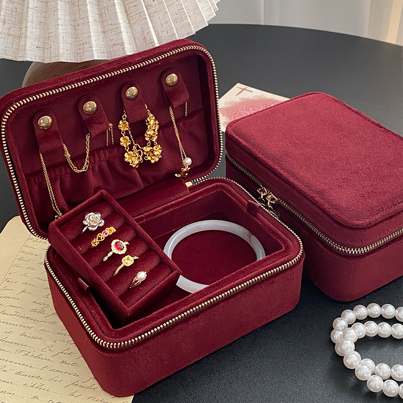 丝绒首饰盒黄金收纳收纳高档订婚结婚礼物送朋友首饰收纳盒