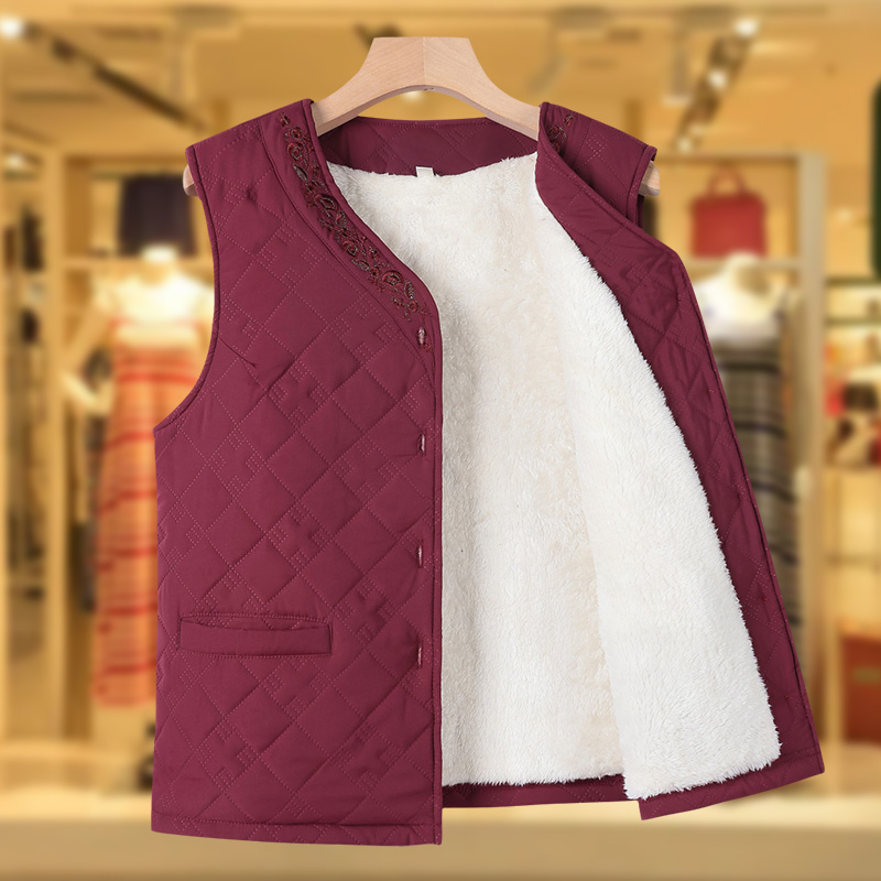 老年人秋装女马甲胖奶奶秋冬装加绒加厚坎肩妈妈大码保暖背心马夹
