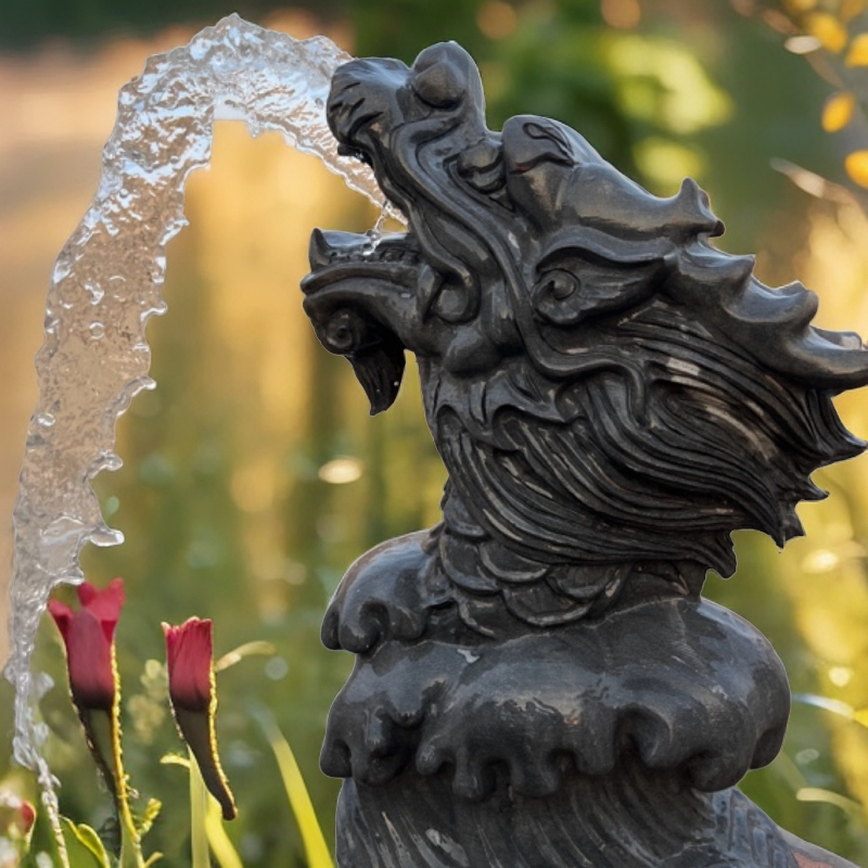 石雕喷水龙头青石整石雕刻流水摆件鱼池流水摆件