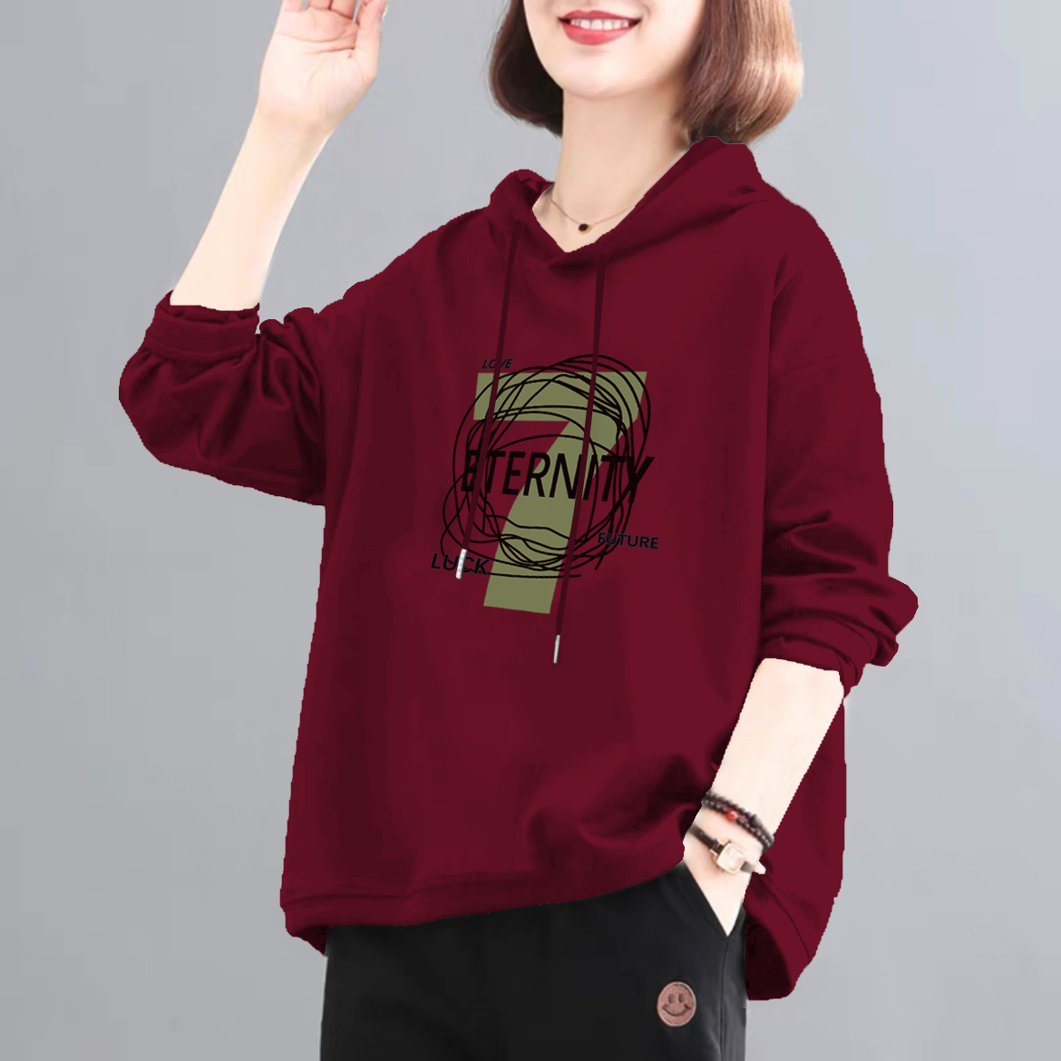 秋装小个子连帽卫衣女新款大码胖mm宽松休闲减龄外套冬季加绒上衣