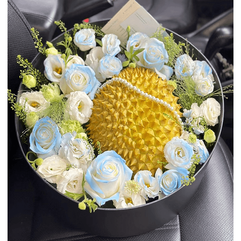 榴莲花束成品水果礼盒玫瑰鲜花速递同城广州珠海配送