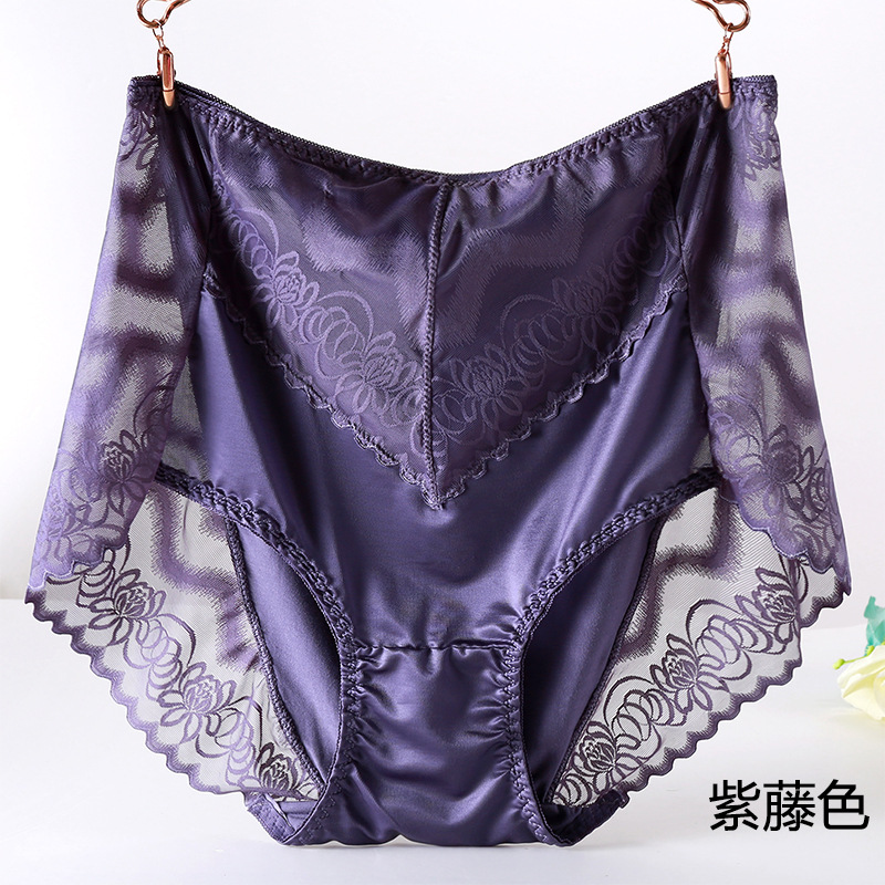 时尚高腰性感蕾丝新款150-250斤女加肥加大码200斤胖MM镂网纱内裤