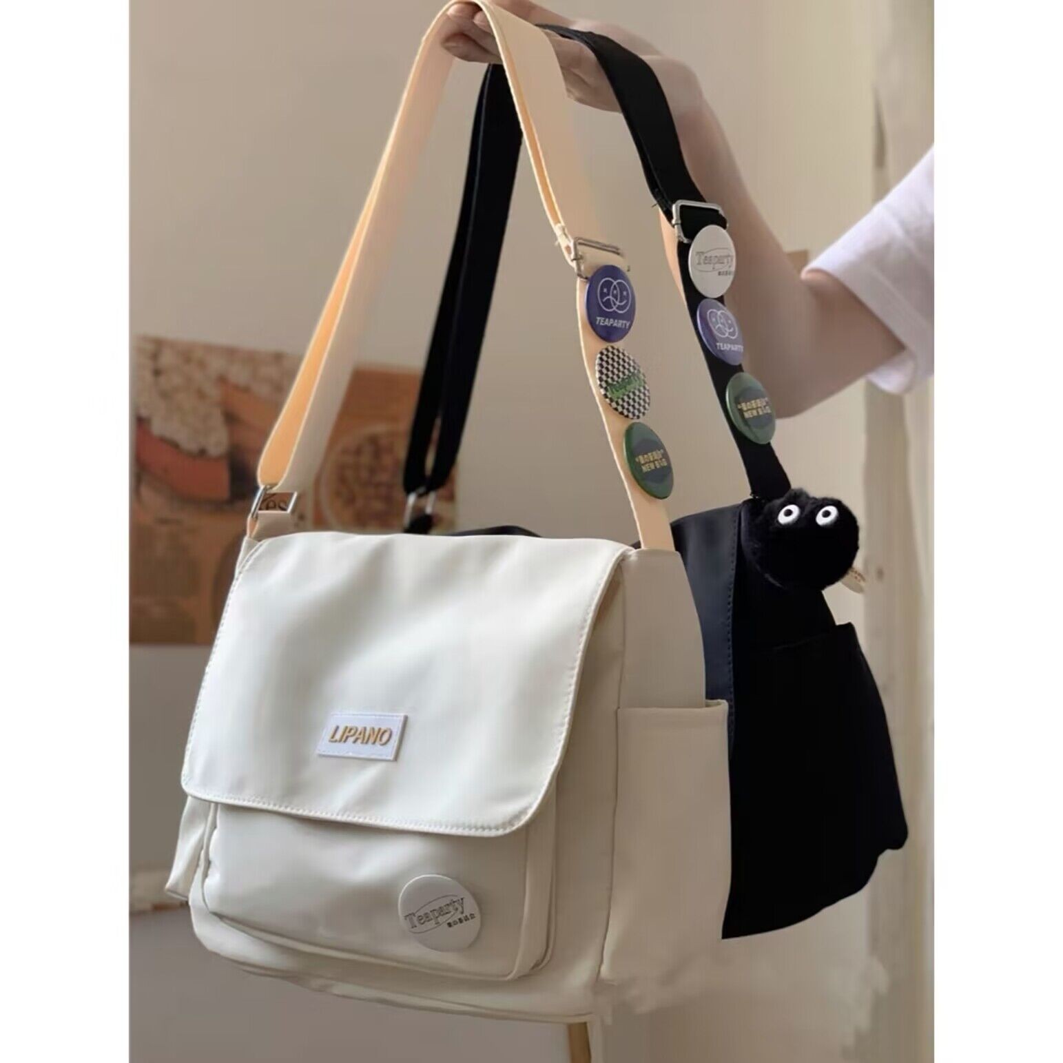 简约ins大学生斜挎包上课休闲背包单肩包 日系包包女原宿复古风