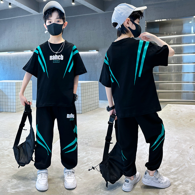 儿童装2025新款夏装中大童6-15岁帅气时尚两件套男孩短袖洋气套装