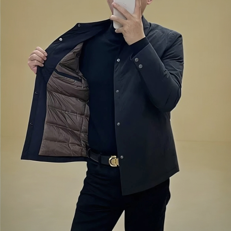 秋冬季男士商务休闲轻薄短款棉服时尚百搭修身潮流韩版保暖棉衣潮