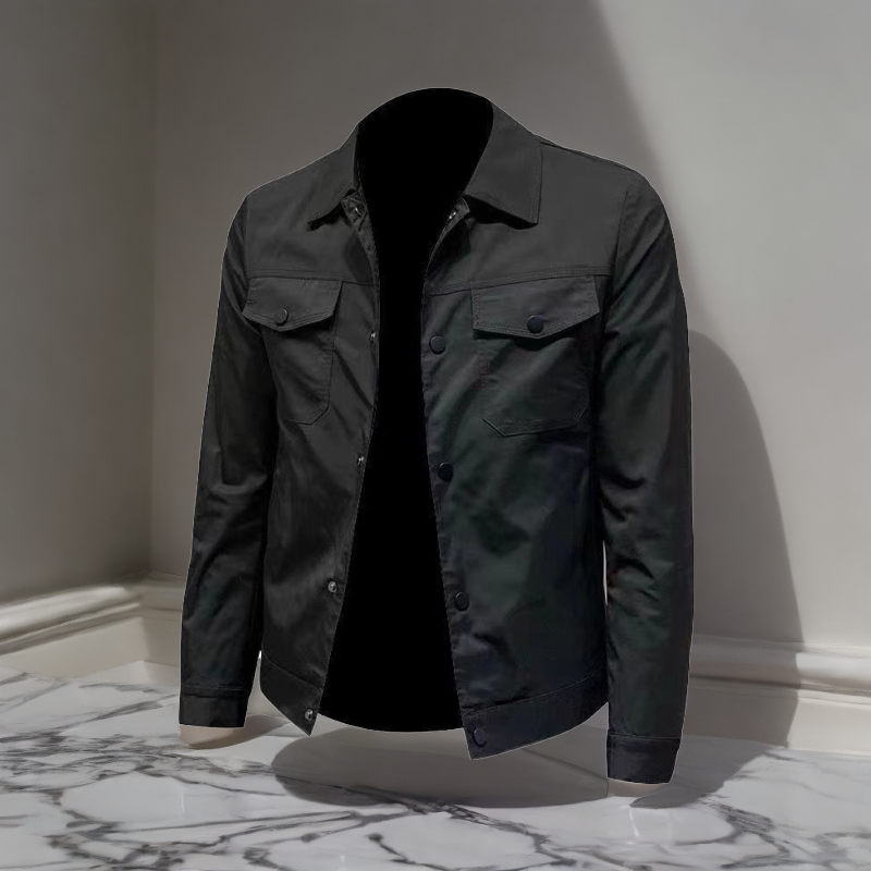 2024春季新款翻领纯色夹克男高档工装商务百搭韩版修身休闲男外套
