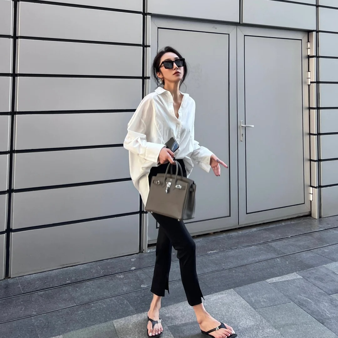 韩系白色翻领长袖衬衫女春季慵懒风宽松时尚百搭衬衣休闲外穿上衣