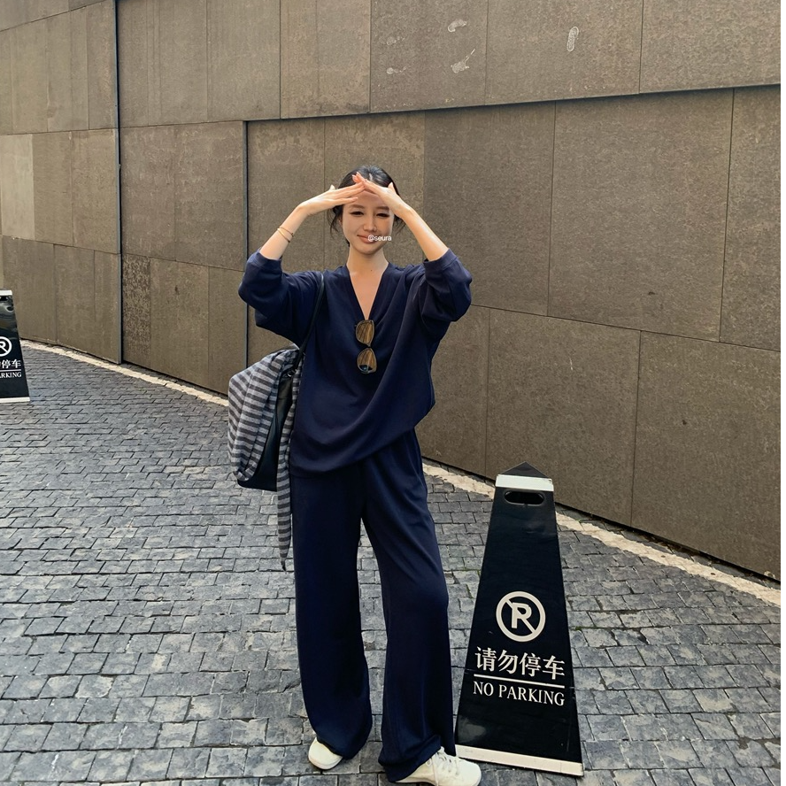 2025早秋新款时尚套装长袖运动休闲百搭宽松韩版春季显瘦两件套女