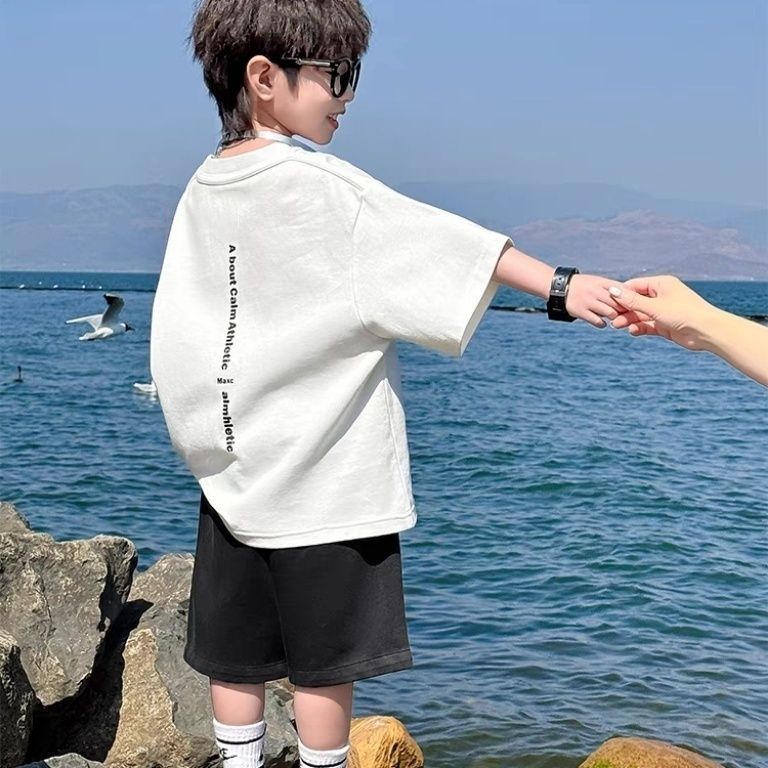 100%纯棉儿童短袖夏季2025新款男童韩版宽松T恤中大童男孩上衣潮