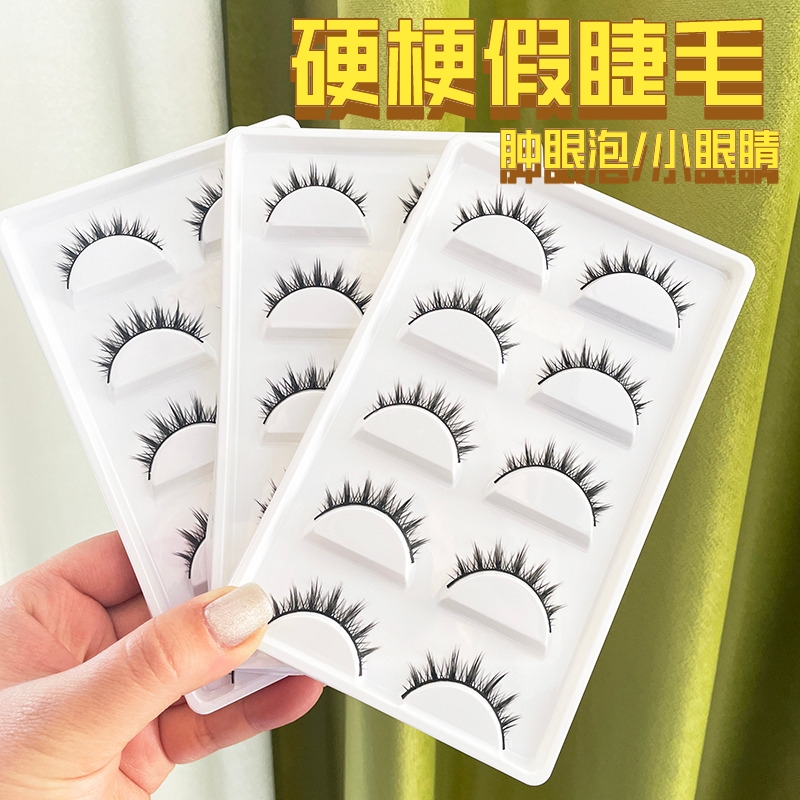 梦思颖GF28自然浓密硬梗假睫毛撑双眼皮整条小恶魔黑梗新手假睫毛