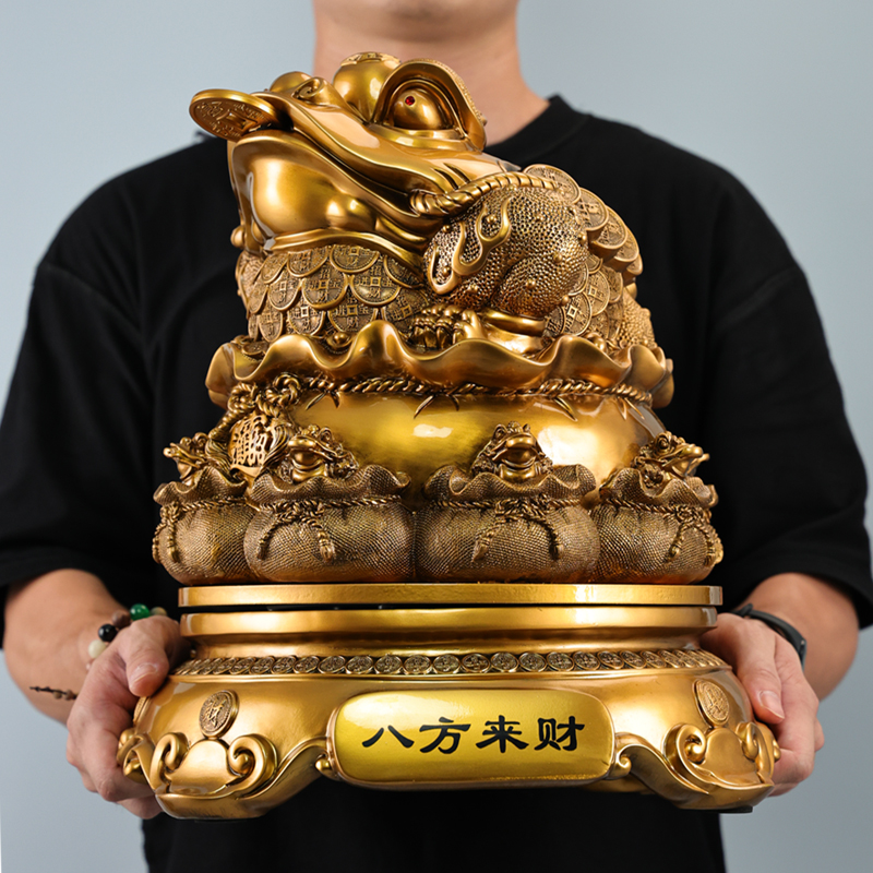 三足金蟾八方来财蟾蜍摆件铜色客厅装饰公司店铺前台摆设开业送礼
