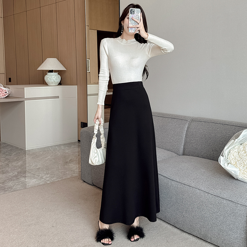百搭显瘦半身裙女春秋2025新款高腰垂感A字裙复古显瘦半身长裙子