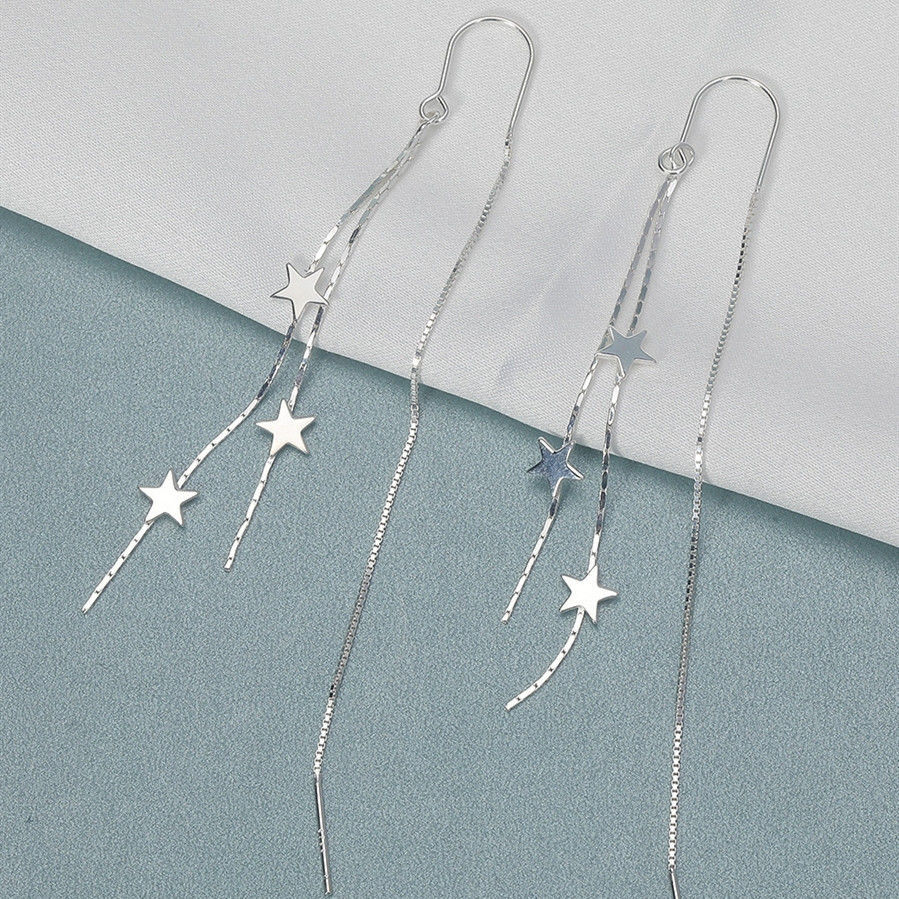 铜合金耳饰 925防过敏星星耳线耳环2024年新款时尚气质流苏耳饰