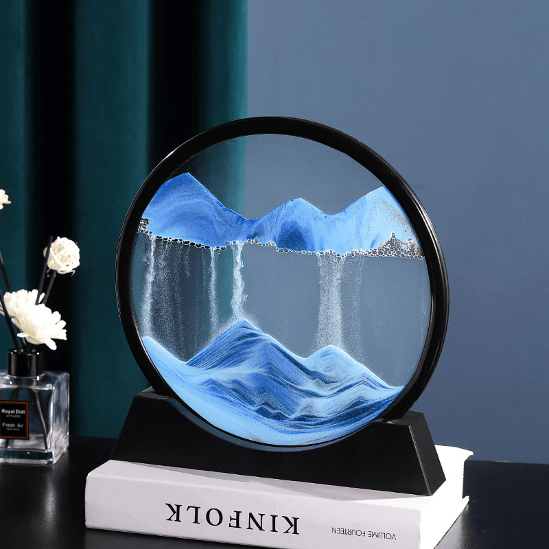 高档流沙画沙漏摆件玄关客厅酒柜摆设办公室创意解压3d立体F704