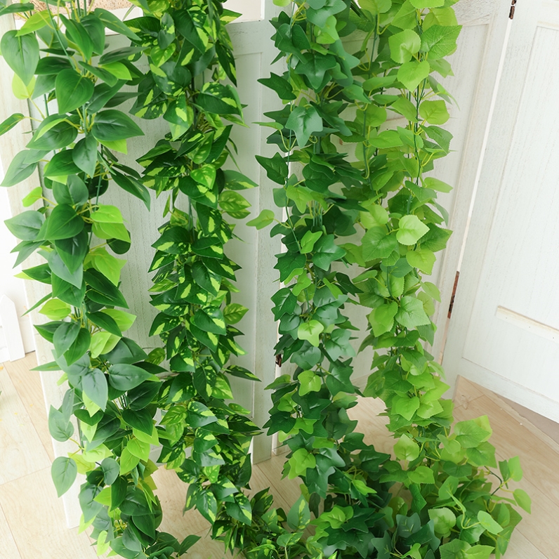 仿真葡萄叶绿藤条藤蔓绿叶植物管道缠绕室内屋顶格栅吊顶花藤装饰
