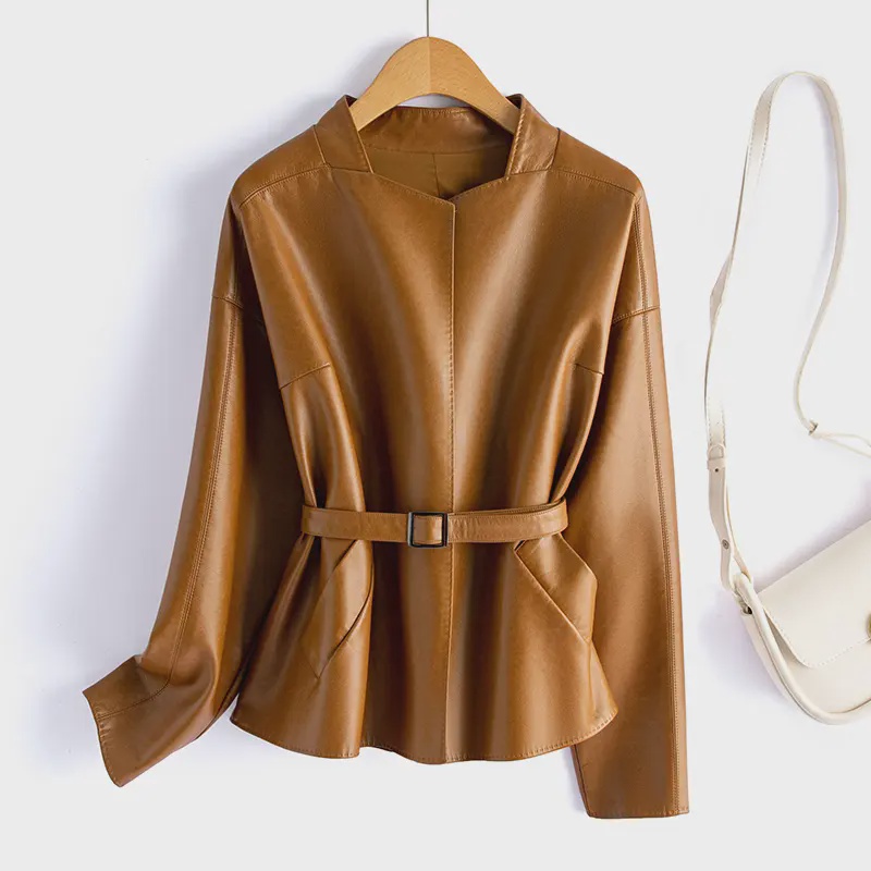 海宁皮衣女2025春款新款短款韩版修身显瘦时尚外套