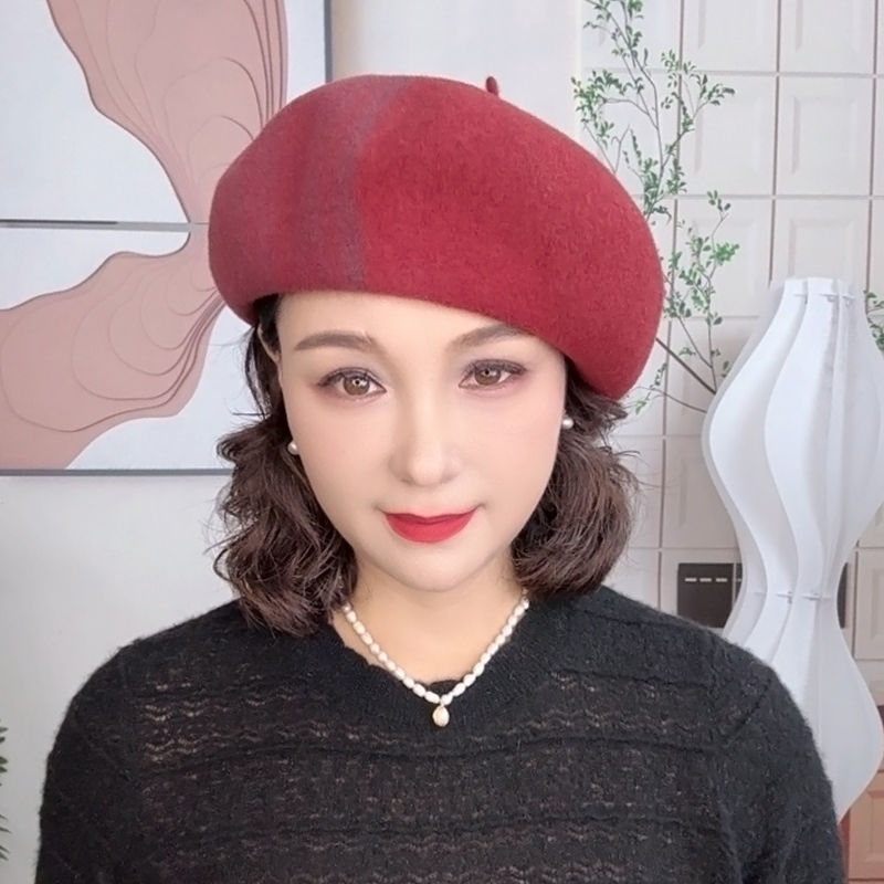秋冬贝雷帽百搭文艺时尚礼帽贝雷帽女士韩版高级感羊毛贝雷帽脸小