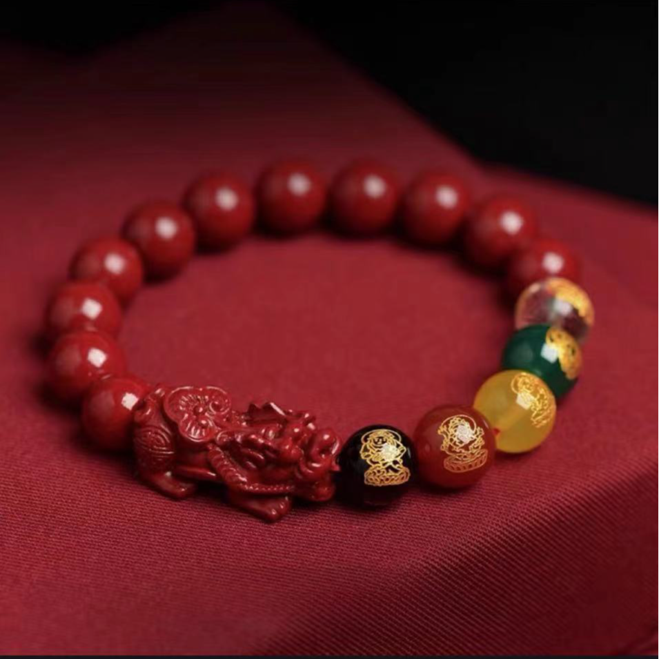 含辰砂工艺品朱砂五路财神貔貅手串新中式时尚百搭手串专属
