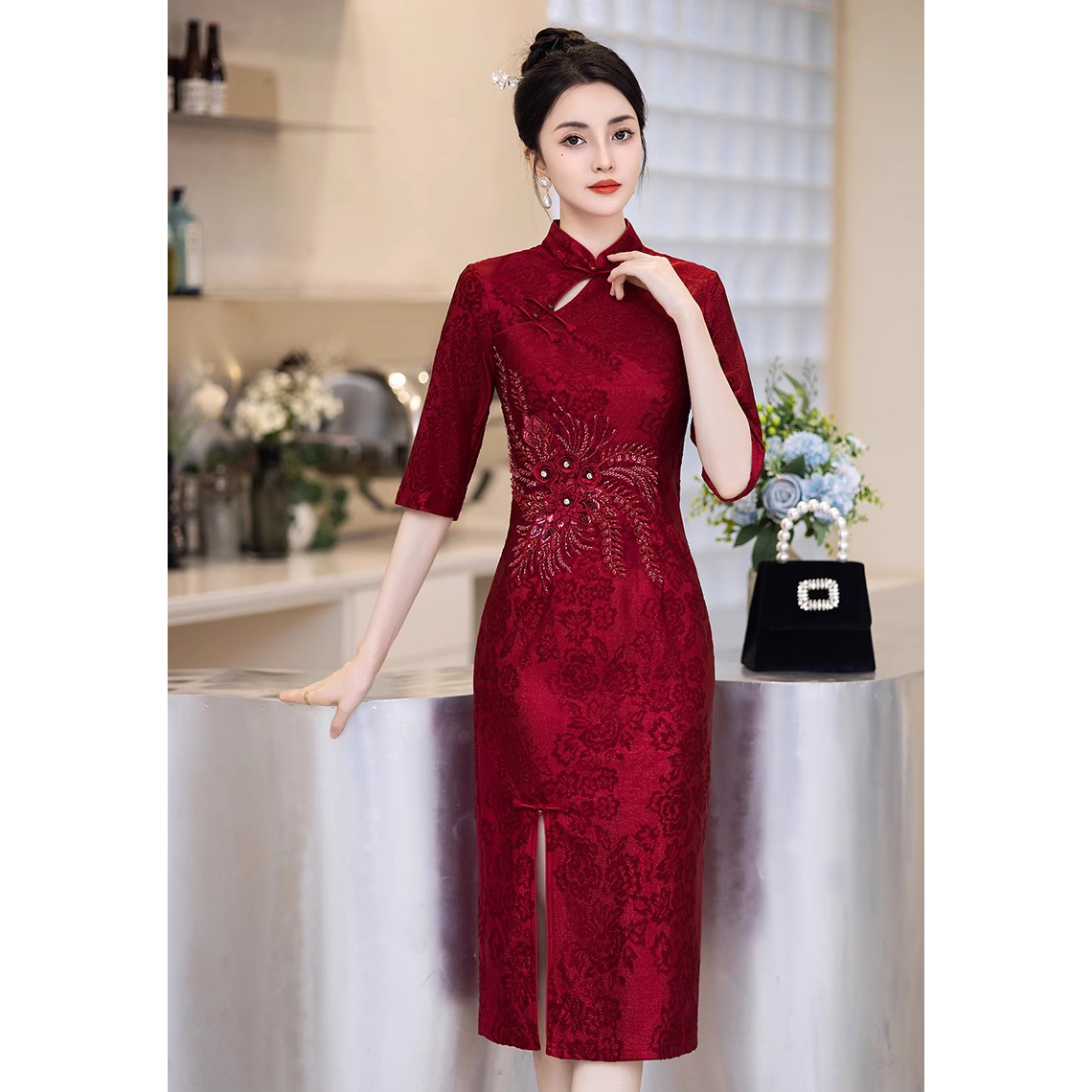 旗袍喜婆婆婚宴装2025新款结婚妈妈礼服高贵旗袍女款2025款网红款