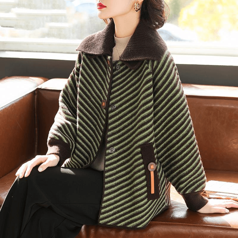 罗蒙妈妈洋气高贵针织外套中年女春装新款中老年春秋毛呢上衣服