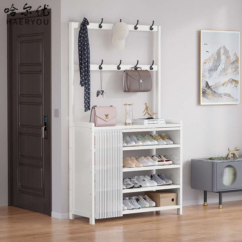 哈尔优衣帽架落地卧室网红款一体鞋帽加家用入户门口玄关简易鞋架