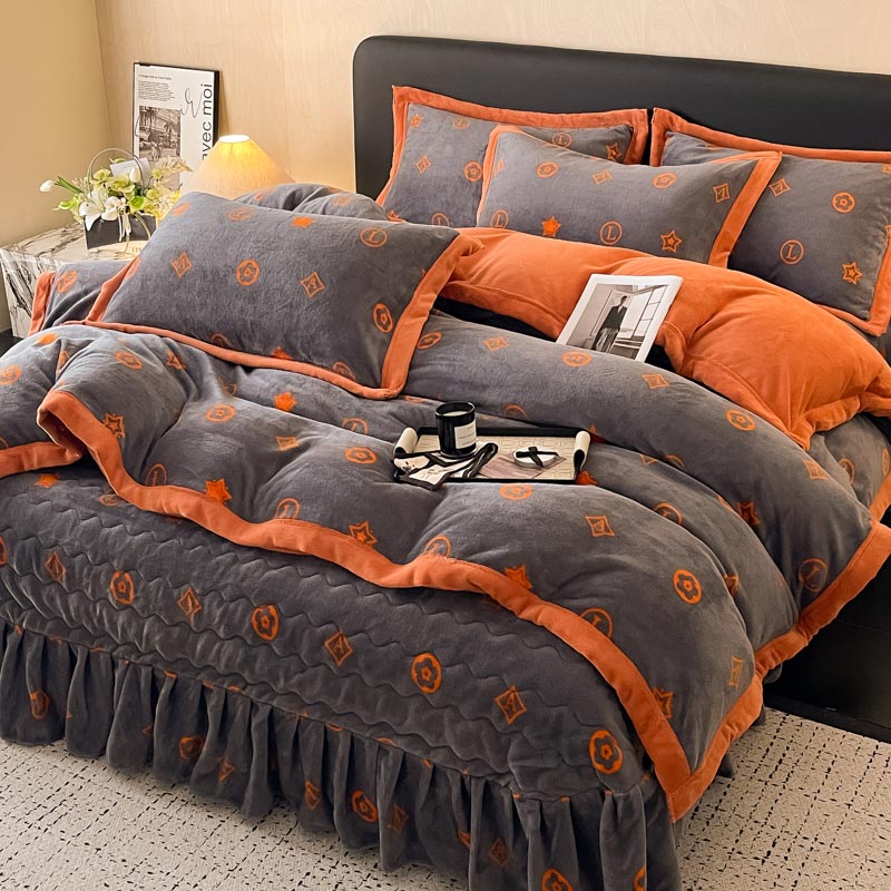 【牛奶绒床盖款】牛奶绒四件套秋冬季加厚新款款包边款夹棉款加厚牛