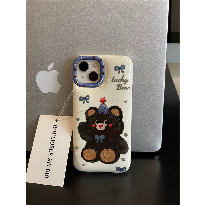 BANCA生日棕熊面包壳苹果15手机壳iphone13/14promax防摔12卡通11