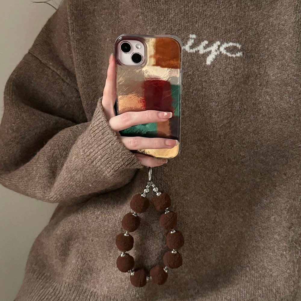 BANCA大色块复古撞色拼接ins适用苹果16ProMax手机壳iPhone15手提