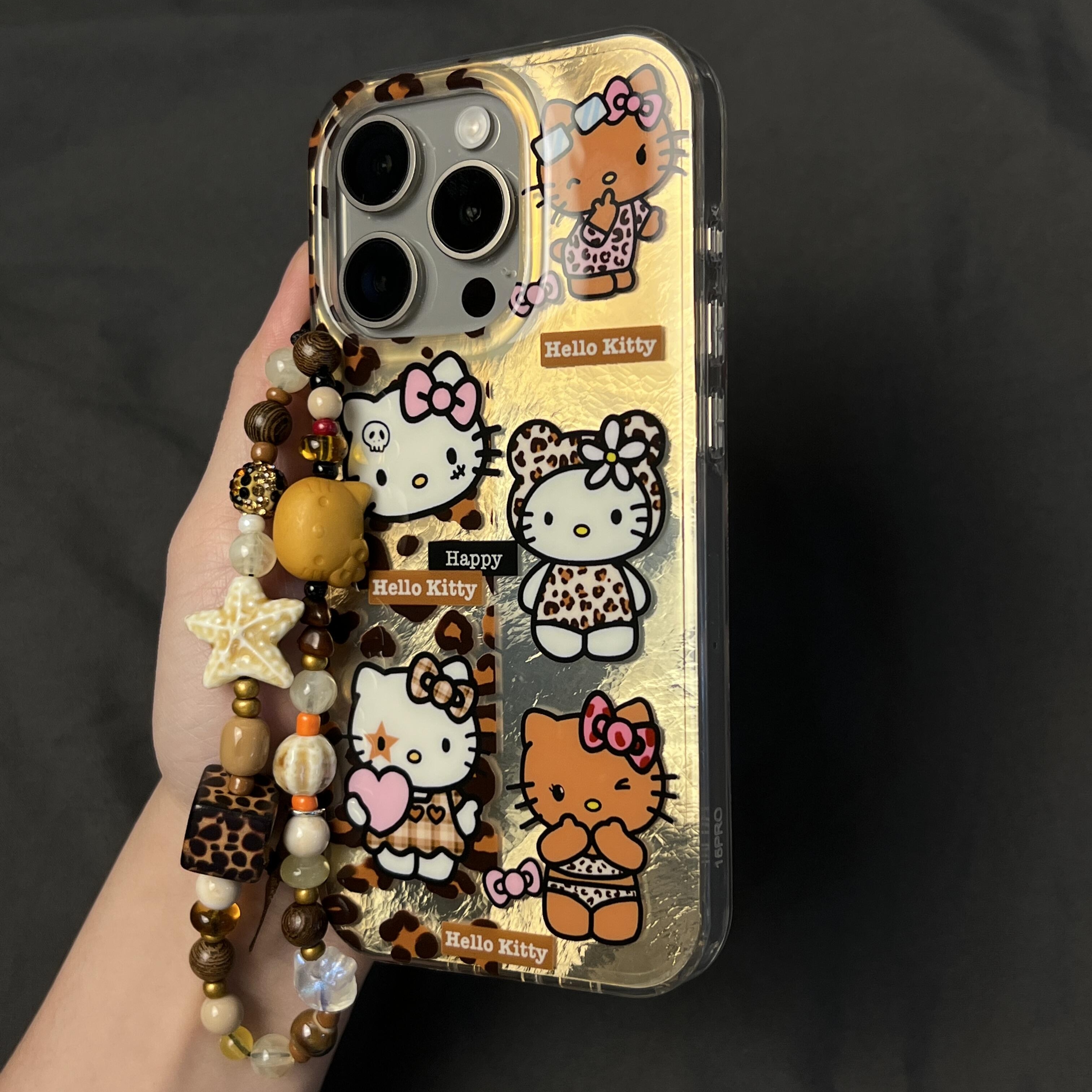 BANCA豹纹凯蒂猫适用苹果15promax/16手链13手机壳华为oppo小米14