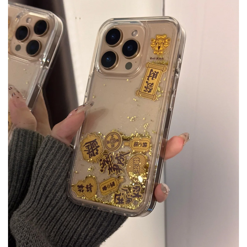 BANCA高级流沙财神摇摇乐适用iPhone16/17promax手机壳15软14套13