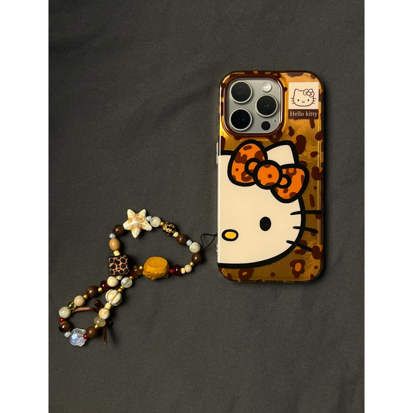 BANCA豹纹蝴蝶结KT手链适用苹果16手机壳iphone15/14新款13冰川12