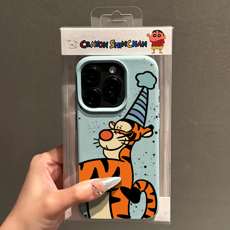 BANCA卡通跳跳虎适用苹果16手机壳iphone15/14荔枝纹13磨砂12/11