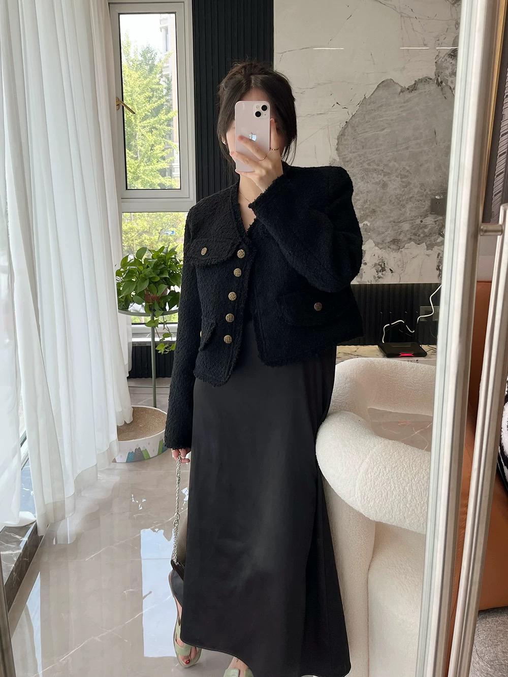 潘潘家自制经典复活黑色小香风外套女春秋新款小众气质高级感上衣