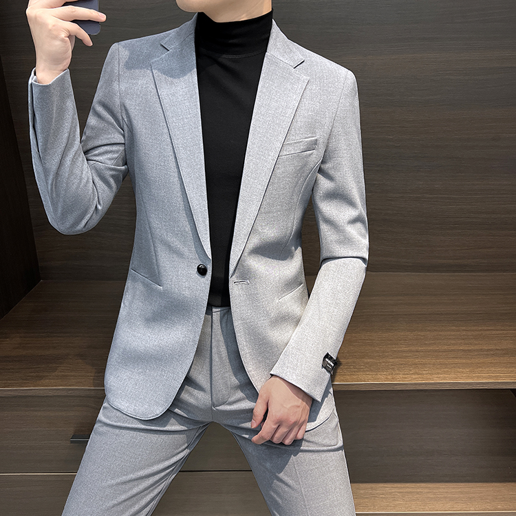 单排扣小西装男款秋季爆款2024新款休闲订婚衣服男士正装西服套装