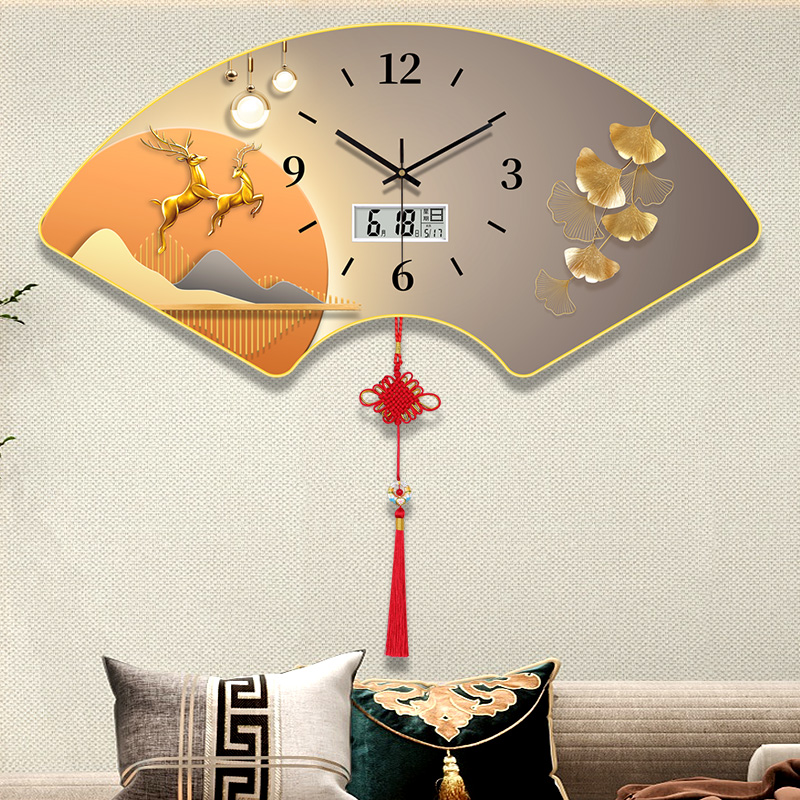 免打孔万年历钟表挂钟客厅家用时尚现代装饰静音石英时钟挂墙挂表
