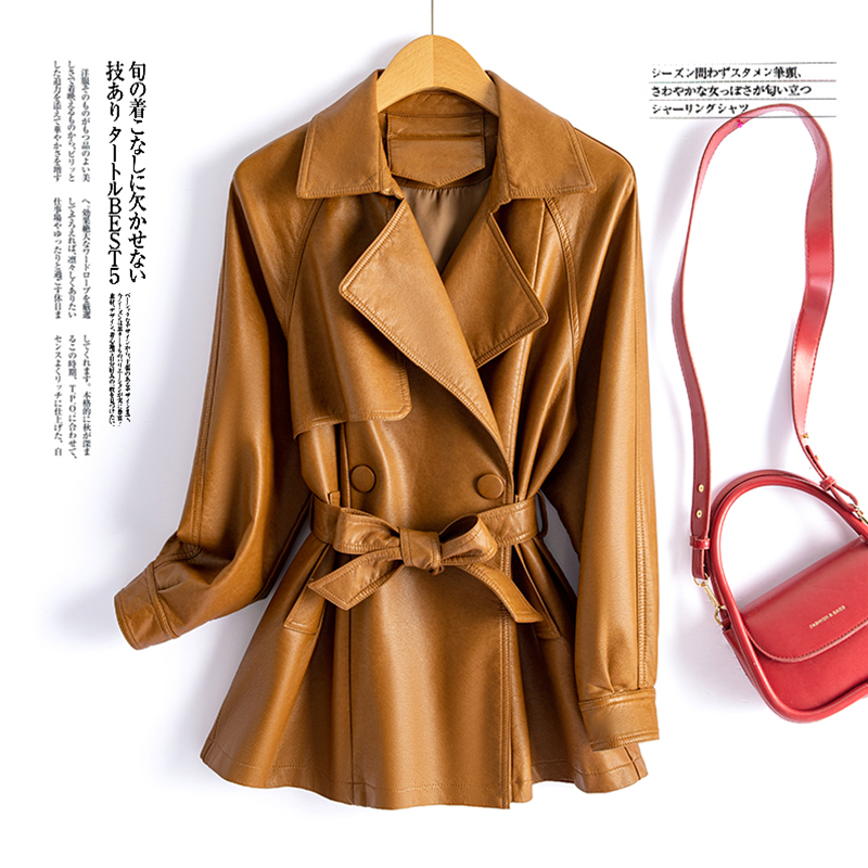 海宁真皮皮衣女中长款韩版新款显瘦气质皮夹克外套833