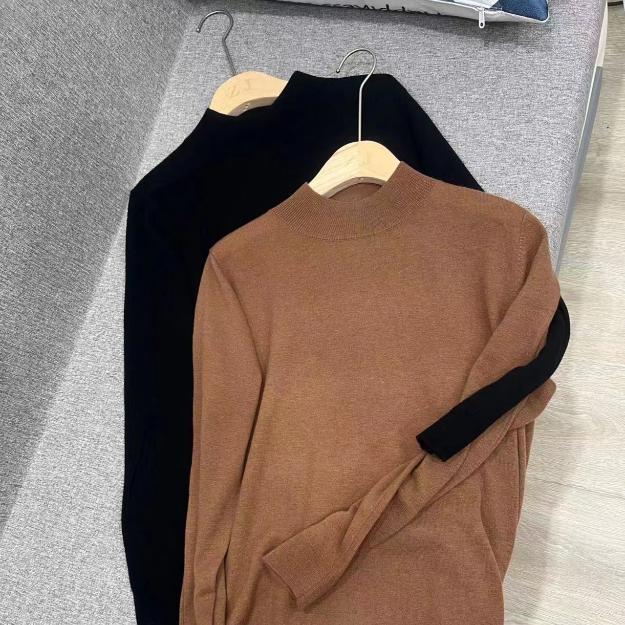 ZHIJIEFUSHI.半高领细腻轻薄100%超细美丽诺羊毛针织衫#2237