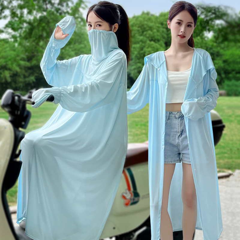 骑车防晒衣电动车透气薄款长款防紫外线女款韩版百搭宽松夏防晒服
