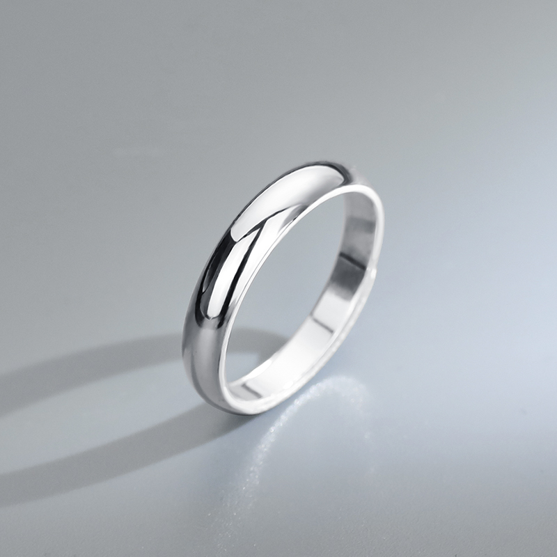 克兰茜 足银戒指 999光面纯银情侣男高级感简约开口戒指素圈时尚